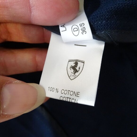 Ferrari Logo Patch Navy Blue Blazer Jacket Women Size 42 S Cotton Made in Italy - Picture 6 of 13